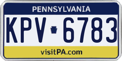 PA license plate KPV6783