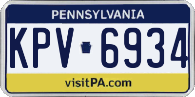PA license plate KPV6934