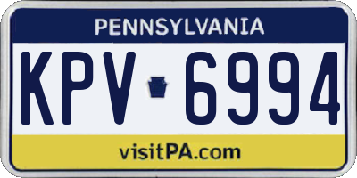 PA license plate KPV6994