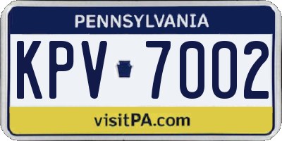 PA license plate KPV7002