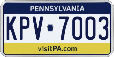 PA license plate KPV7003
