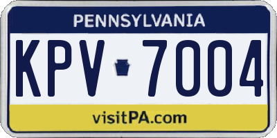 PA license plate KPV7004