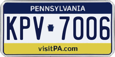 PA license plate KPV7006