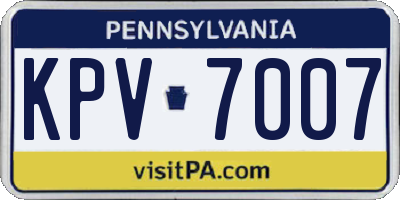 PA license plate KPV7007