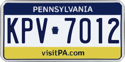 PA license plate KPV7012
