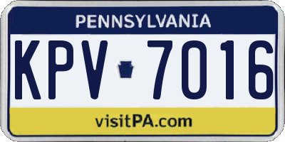 PA license plate KPV7016