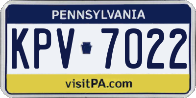 PA license plate KPV7022