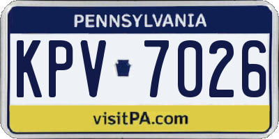 PA license plate KPV7026