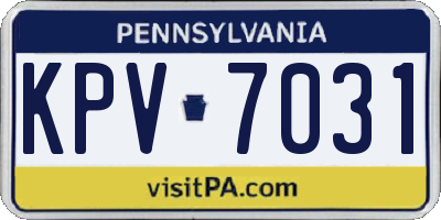 PA license plate KPV7031