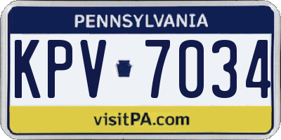PA license plate KPV7034
