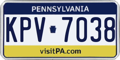 PA license plate KPV7038