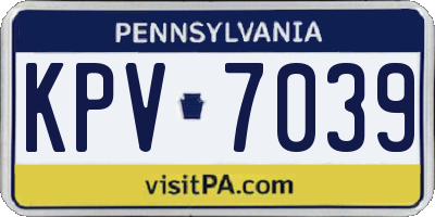 PA license plate KPV7039