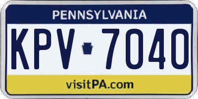 PA license plate KPV7040
