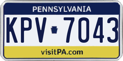 PA license plate KPV7043