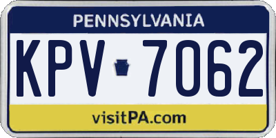 PA license plate KPV7062