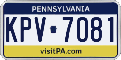 PA license plate KPV7081