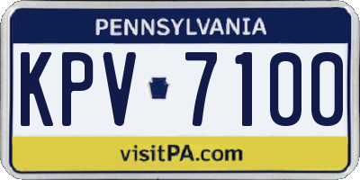 PA license plate KPV7100
