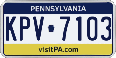 PA license plate KPV7103