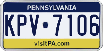 PA license plate KPV7106
