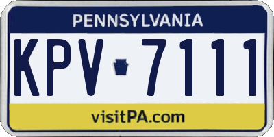 PA license plate KPV7111