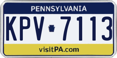 PA license plate KPV7113