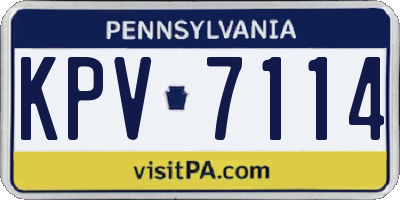 PA license plate KPV7114