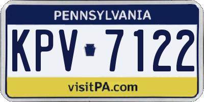 PA license plate KPV7122