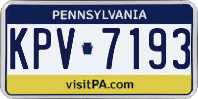 PA license plate KPV7193