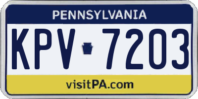 PA license plate KPV7203