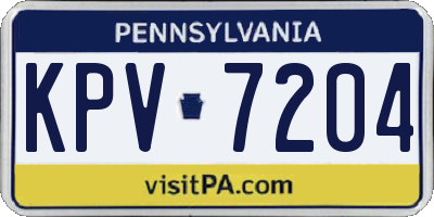 PA license plate KPV7204