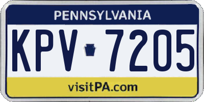 PA license plate KPV7205