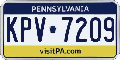 PA license plate KPV7209