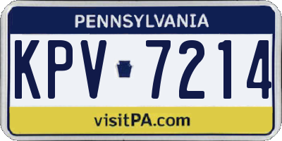 PA license plate KPV7214