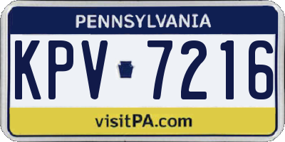 PA license plate KPV7216