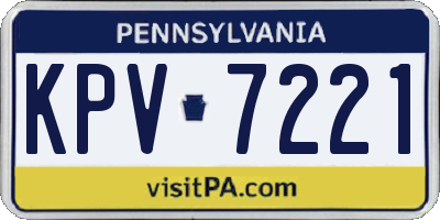 PA license plate KPV7221