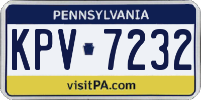 PA license plate KPV7232