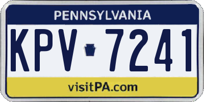 PA license plate KPV7241