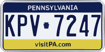 PA license plate KPV7247
