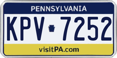 PA license plate KPV7252