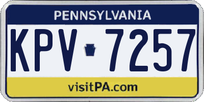 PA license plate KPV7257