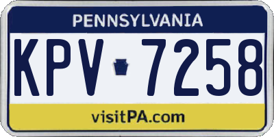 PA license plate KPV7258