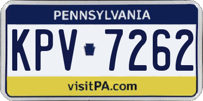 PA license plate KPV7262