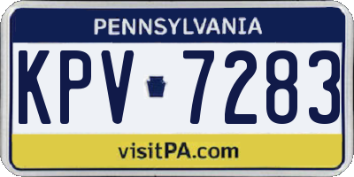PA license plate KPV7283