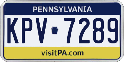 PA license plate KPV7289