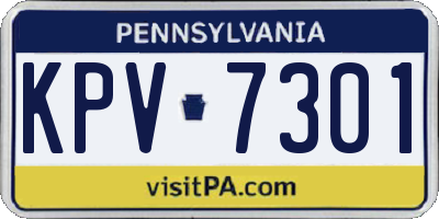 PA license plate KPV7301