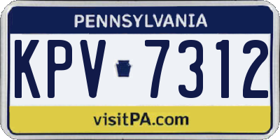PA license plate KPV7312