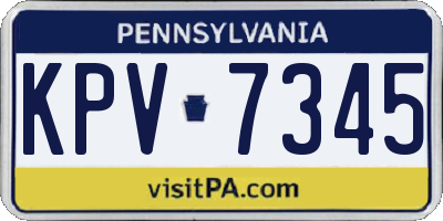 PA license plate KPV7345