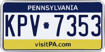PA license plate KPV7353