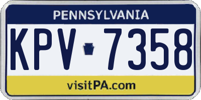 PA license plate KPV7358