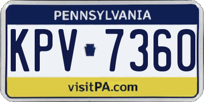 PA license plate KPV7360